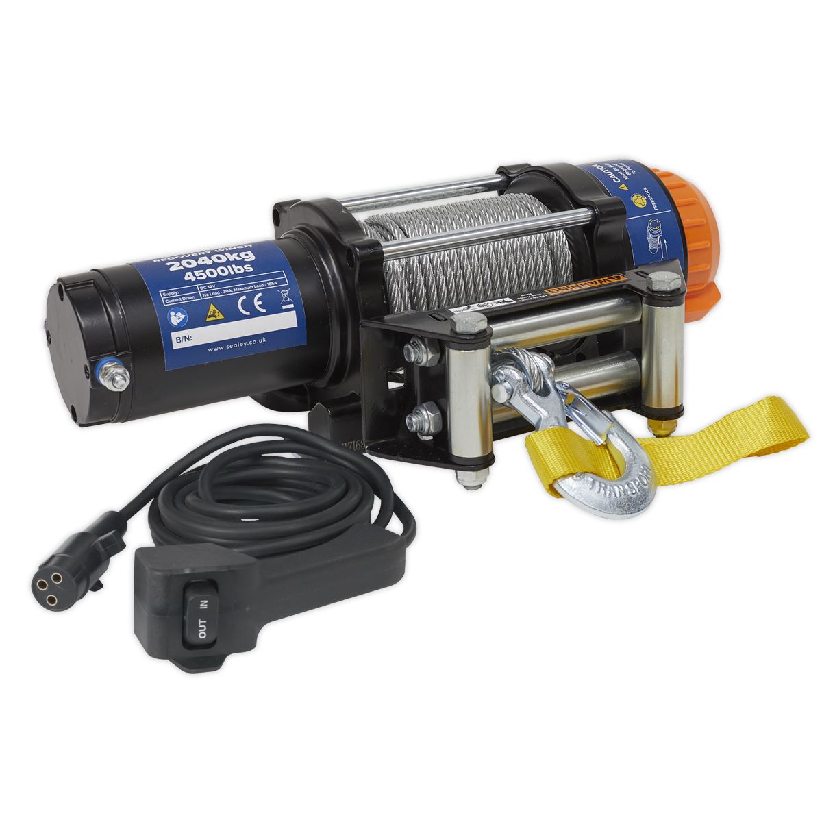 Sealey ATV/Quad Recovery Winch 2040kg (4500lb) Line Pull 12V ATV2040
