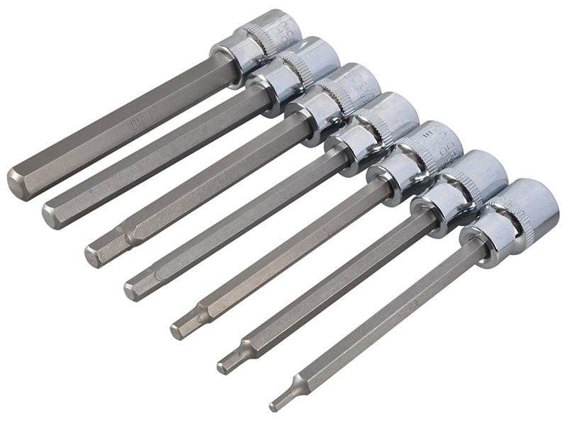 BlueSpot Tools 3/8in Drive Extra Long Hex Socket Bit Set, 7 Piece B/S01516