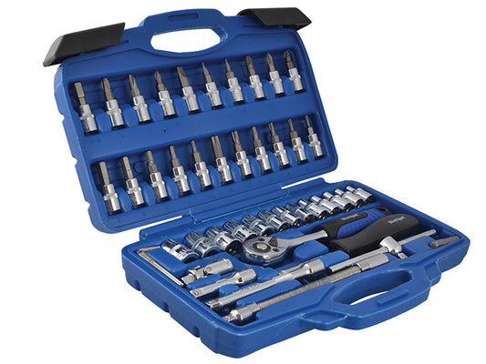 BlueSpot 1/4"D Metric Socket And Bit Set 46 Piece Including Hex & Torx B/S01530