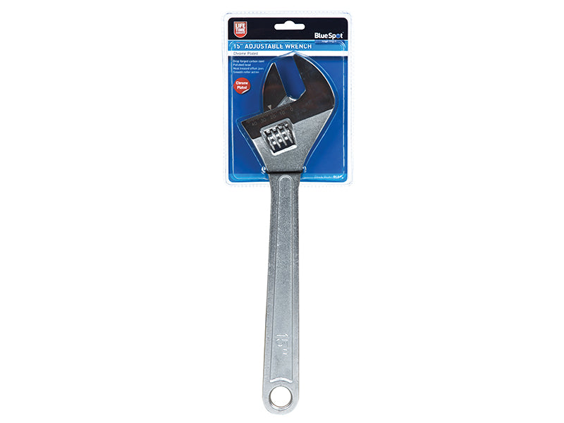 BlueSpot Tools Adjustable Wrench 380mm 15in hrome Jaw Capacity 50mm B/S06106
