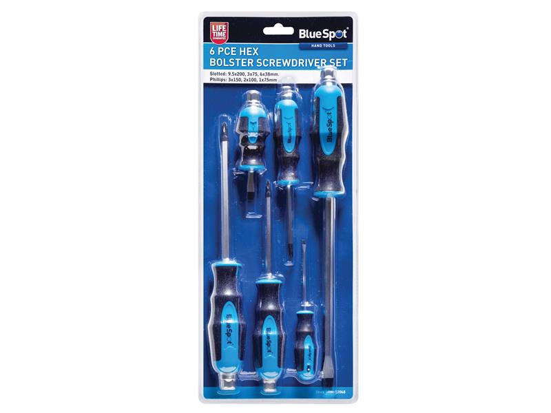 BlueSpot Tools Hex Bolster Screwdriver Set, 6 Piece B/S12068