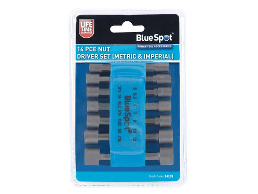 BlueSpot Tools Metric & Imperial Nut Driver Set, 14 Piece B/S14109