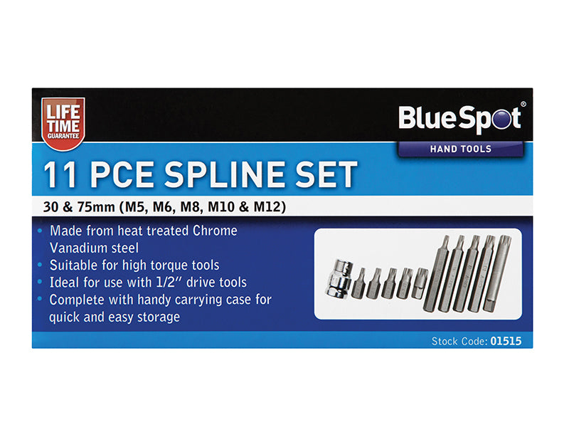 BlueSpot Tools Spline Bit Set, 11 Piece B/S1515
