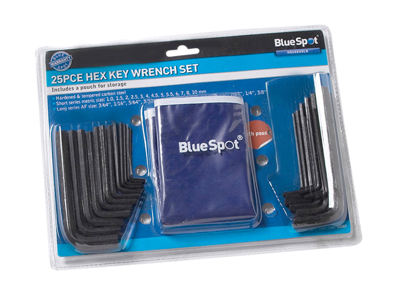 BlueSpot Tools Metric & Imperial Hexagon Key Pouch Set, 25 Piece B/S15307