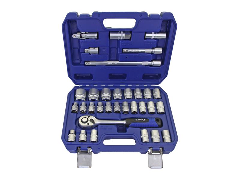 BlueSpot Tools Metric 1/2in Hex & 12 Point Socket Set 32 Piece Boxed B/S1577