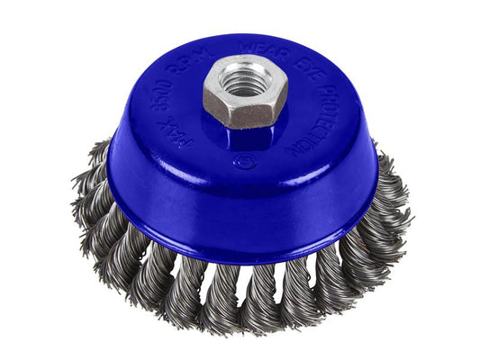 BlueSpot Twist Knot Cup Brush 100mm M14 X 2 Max Speed 8500 RPM B/S19216