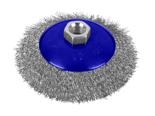 BlueSpot Tools Steel Bevel Wire Cup Brush 115mm M14 X 2 Max 12,500 RPM B/S19220