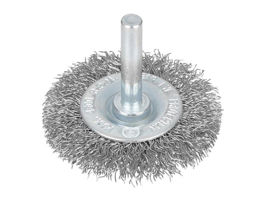 BlueSpot Flat Steel Wire Wheel Brush 50mm x 6mm Arbor 4,500 Max RPM B/S19221