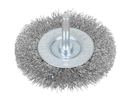 BlueSpot Flat Steel Wire Wheel Brush 75mm x 6mm Arbor 4,500 Max RPM B/S19222