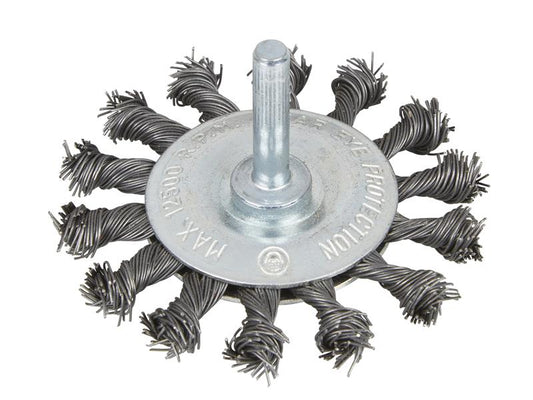 BlueSpot Tools Flat Twist Knot Wire Wheel 75mm Arbor 6mm 1/4in B/S19223
