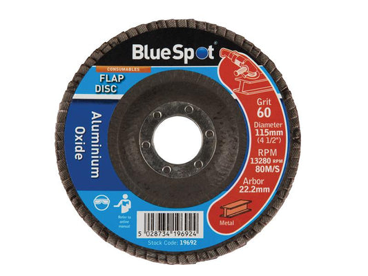BlueSpot Tools Sanding Flap Disc 115mm 60 Grit B/S19692