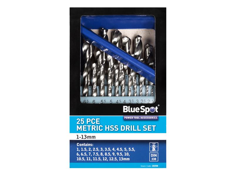 BlueSpot Tools HSS Drill Bit Set, 25 Piece B/S20350