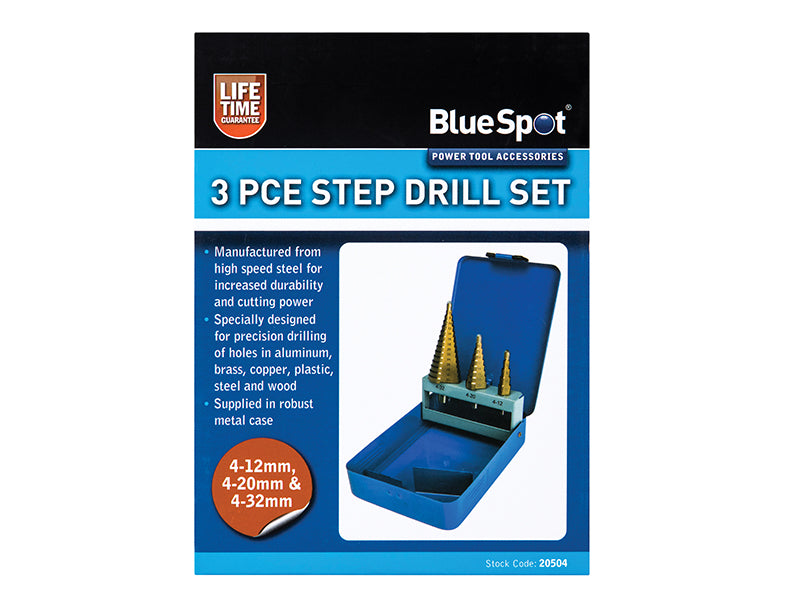 BlueSpot Tools Step Drill Set 4-32mm 3 Piece B/S20504
