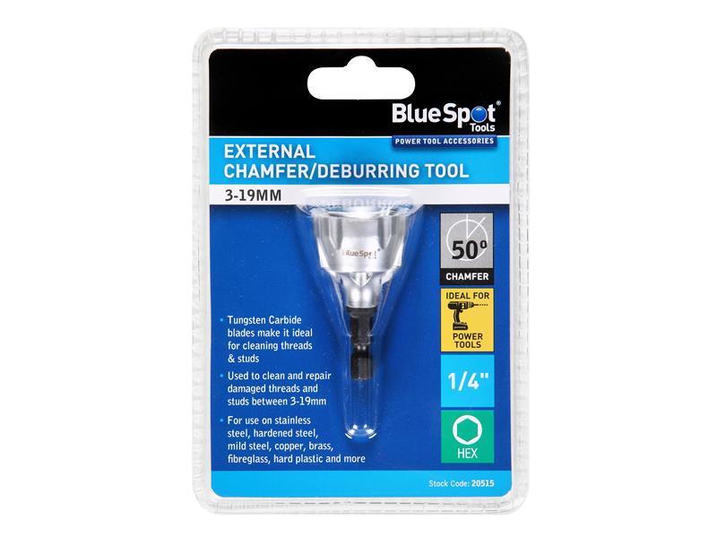 BlueSpot External Chamfer Deburring Tool Shank 1/4in Hex Angle 50° B/S20515