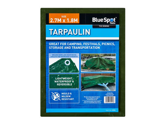 BlueSpot Green Tarpaulin 2.7 x 1.8m Lightweight And Waterproof B/S45925