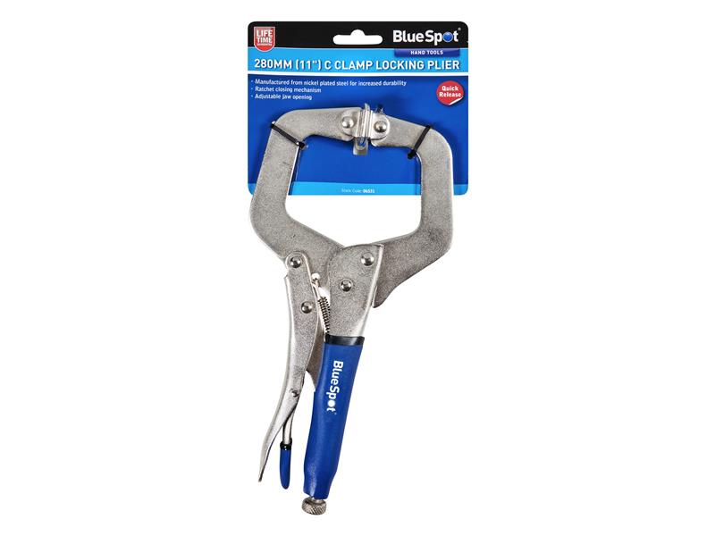 BlueSpot Tools Locking C-Clamp with Swivel Pads 280mm (11in) B/S6531