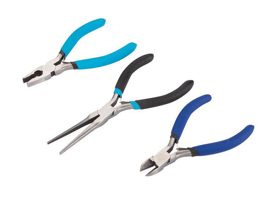 BlueSpot Soft Grip Mini Plier Set 3 Pc Needle Nose Combination Side Cut B/S8512
