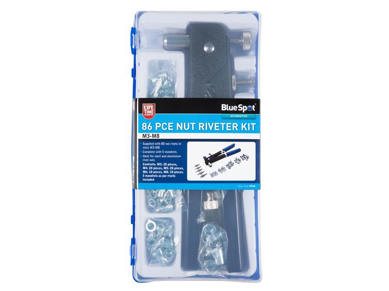 BlueSpot Tools Nut Riveter Kit (M3-M8) 86 Piece B/S9106
