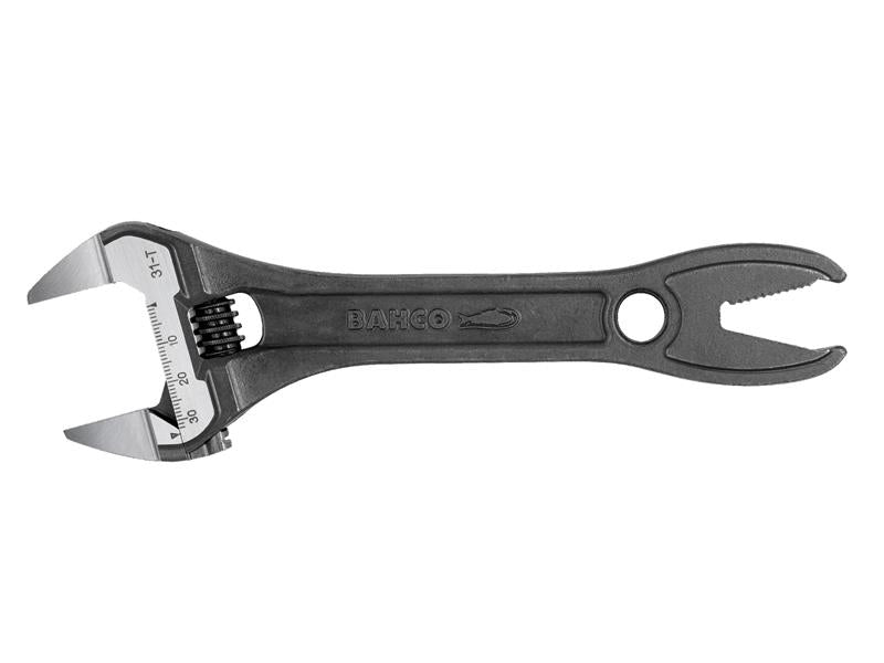 Bahco 200mm Thin Jaw Adjustable Spanner with Serrated Pipe Jaws BAH31T