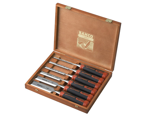 Bahco Bevel Edge Wood Chisel Set 6 Piece In Storage Box BAH434S6