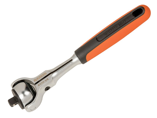 Bahco 1/4in Drive Swivel Head Ratchet 72 Teeth 5° Action Angle BAH812014