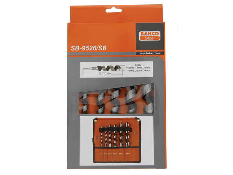 Bahco 9526 Combination Wood Auger Bit Set, 6 Piece 10-25mm BAH9526S6