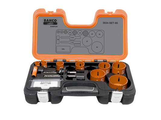 Bahco Professional Bi-metal Holesaw Set Sizes 16-64mm Inc Arbors BAHHSSET95