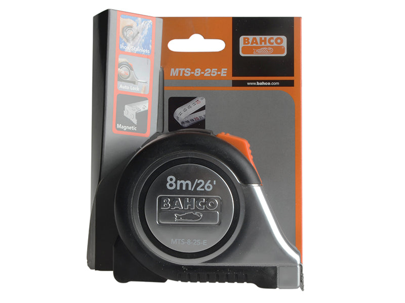 Bahco MTS Reversible Magnetic Tip Auto Pocket Tape 8m/26ft (Width 25mm) BAHMTS825E