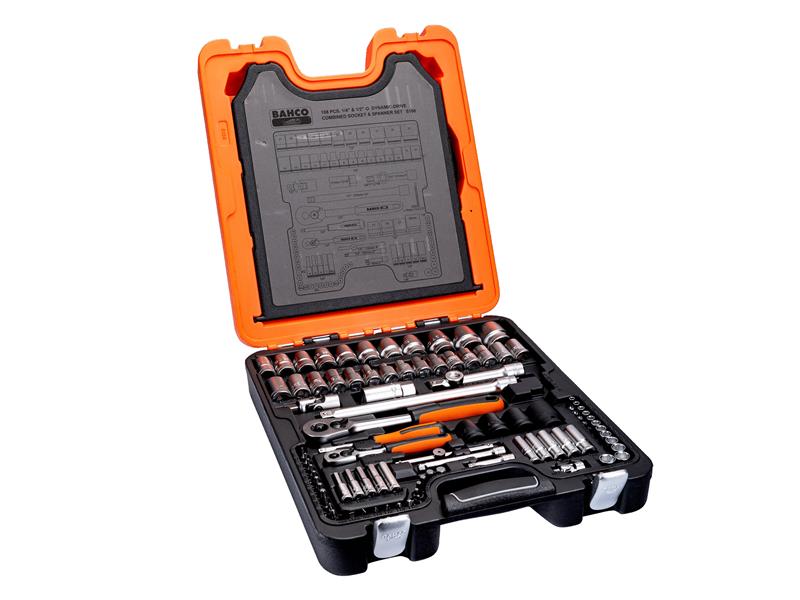 Bahco S108 1/4in & 1/2in Drive Socket & Combination Spanner Set, 108 Piece BAHS108