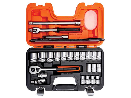 Bahco Metric Socket Set 24 Piece 1/2in Drive Single Hex Standard Length S240