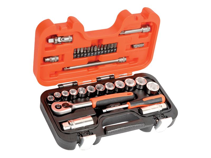 Bahco Metric Socket Set 34 Piece 3/8in Drive Single Hex Standard Length S330