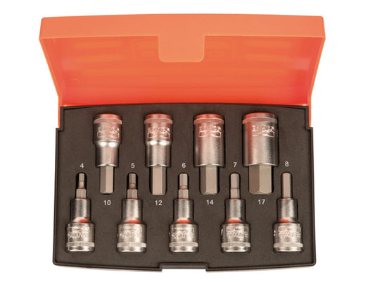 Bahco 1/2in Drive Metric Hex Bit Socket Set 9 Piece Standard Length S9HEX