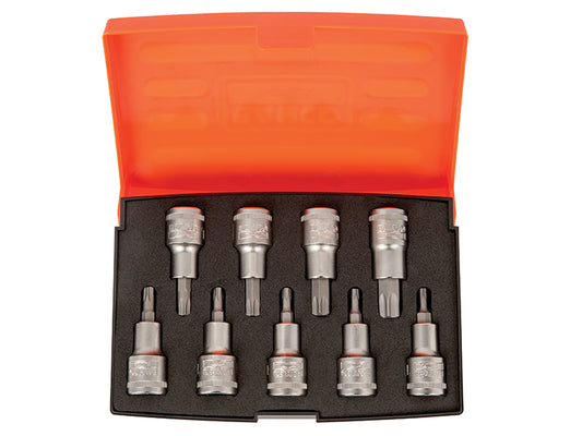 Bahco 1/2in Drive Torx Bit Socket Set 9 Piece Matt Finish In A Case S9TORX