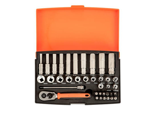 Bahco SL25L 1/4in Deep Drive Socket Set, 37 Piece BAHSL25L