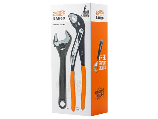 Bahco Slip Joint And Adjustable Wrench Set With Free Bottle Opener BAHWPADJSET