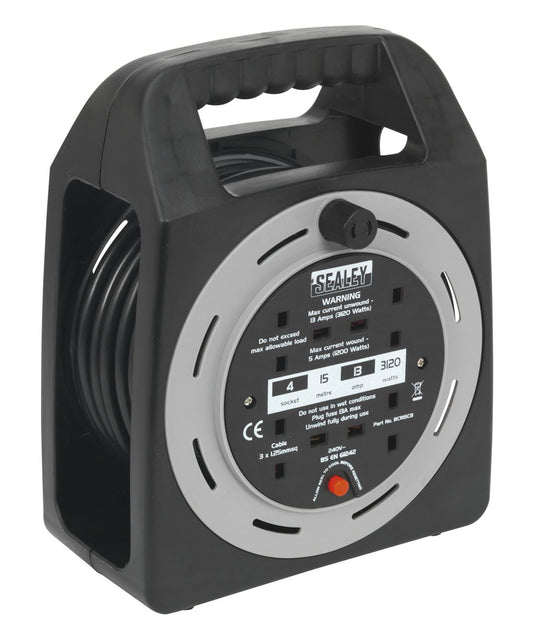 Sealey Cable Reel Box Type 15m 4 x 230V 1.25mm� Thermal Trip BCR15CB