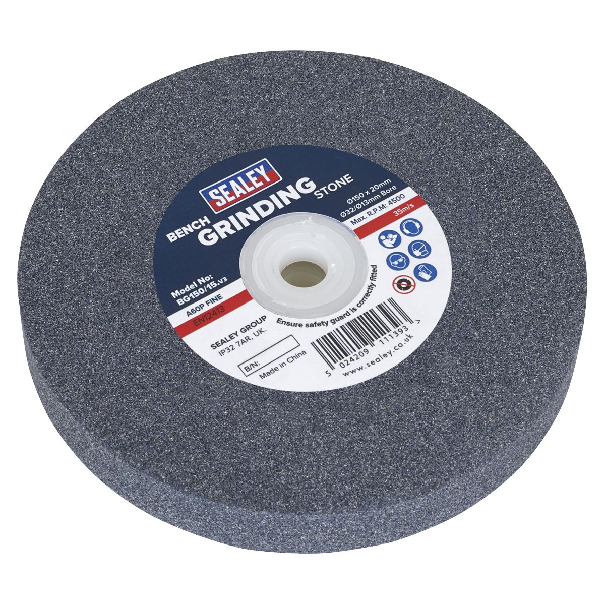 Sealey Grinding Stone �150 x 20mm �32(�13)mm Bore A60P Fine BG150/15