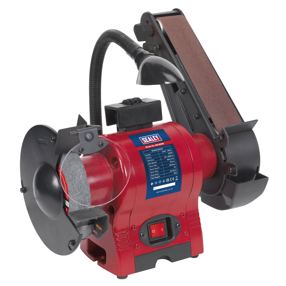 Sealey Bench Grinder �150mm with 50mm Belt Sander & Worklight 250W/230V BG150BS