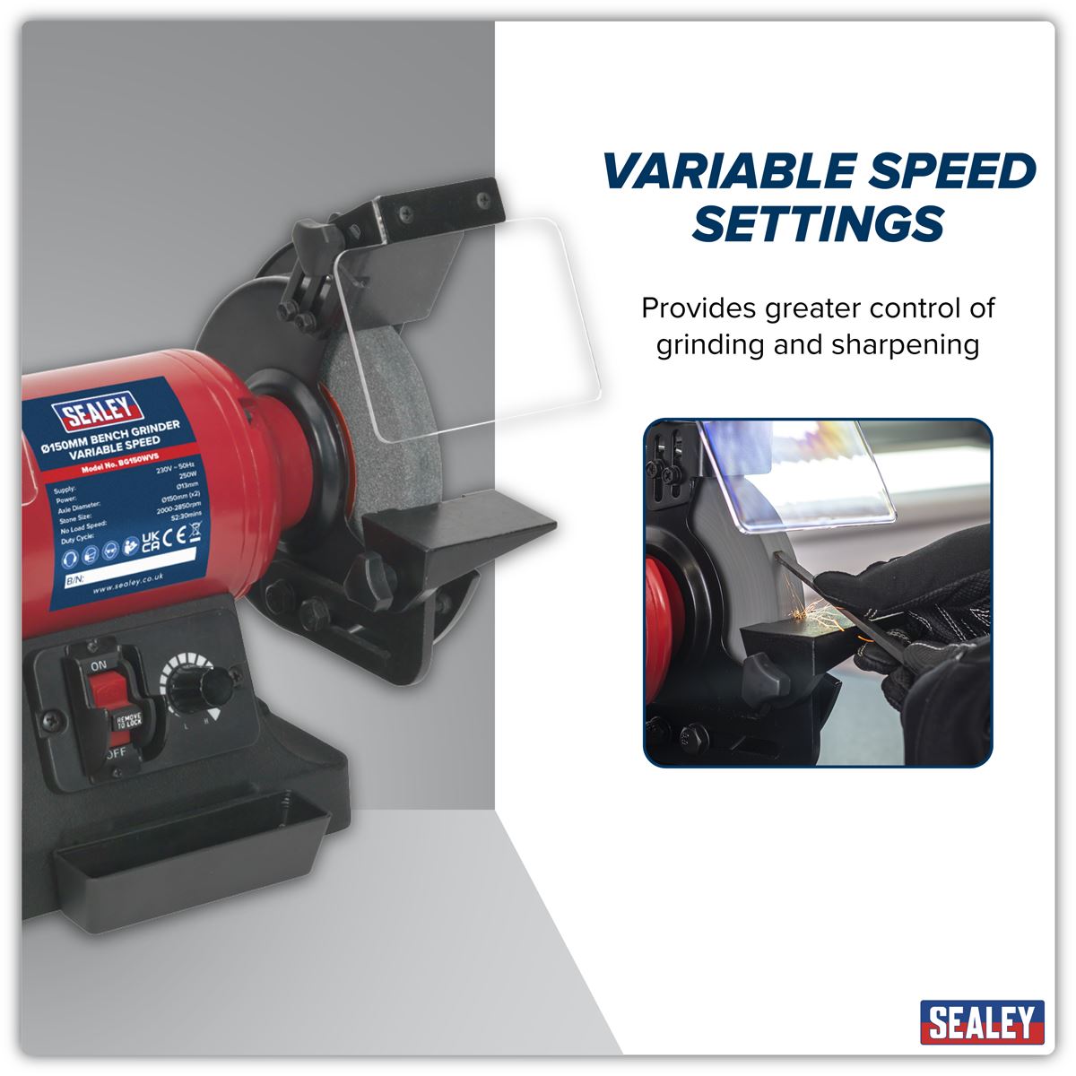 Sealey Bench Grinder �150mm Variable Speed BG150WVS