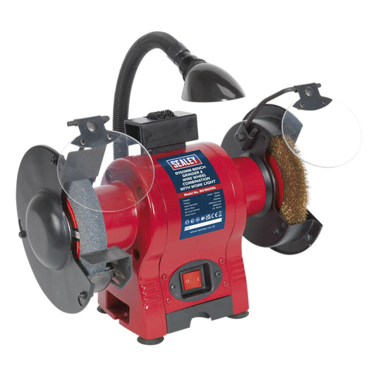 Sealey Bench Grinder �150mm & Wire Wheel Combination with Worklight 250W/230V BG150XWL