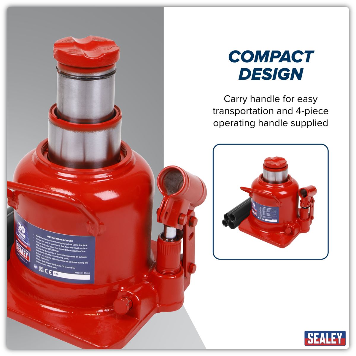 Sealey Bottle Jack 20 Tonne Low Profile Telescopic BJ20LE
