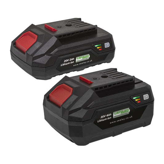 Sealey Power Tool Battery Pack 20V 2Ah & 4Ah Kit for SV20 Series Lithium-ion BK24