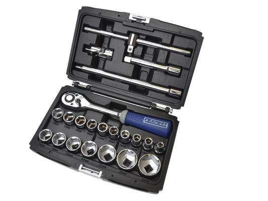 Expert 1/2"D Metric Socket And Accessory Set 22 Piece Chrome Hex BRIE032900B