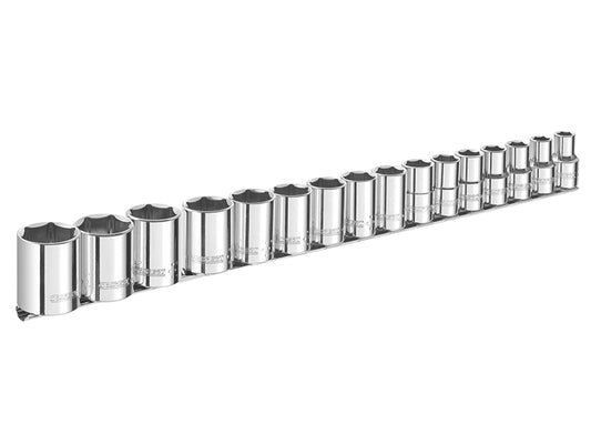 Expert 1/2in Drive Metric Chrome Socket Set 16 Piece Standard Length BRIE032902B