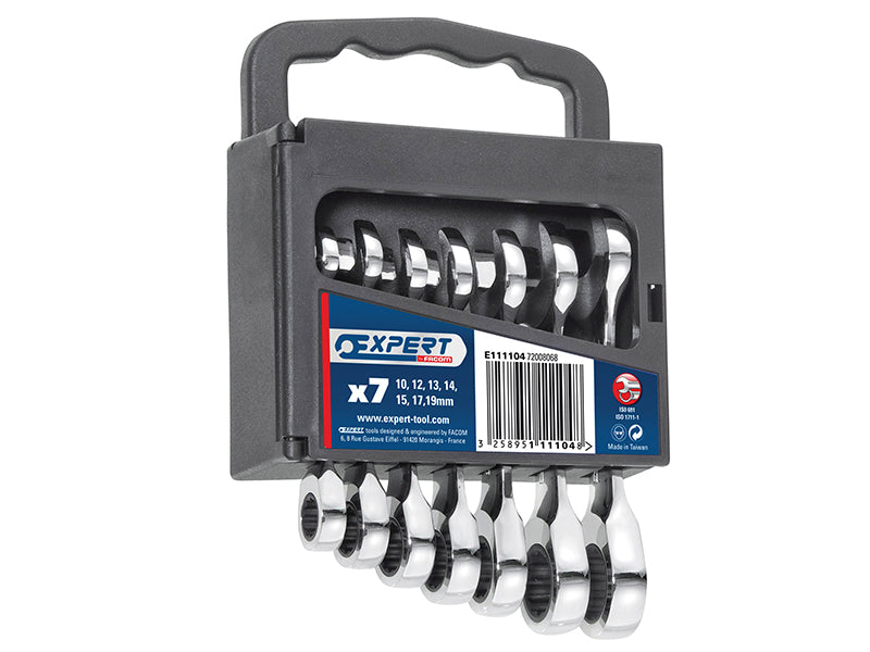 Expert Stubby Ratchet Spanner Set, 7 Piece BRIE111104B