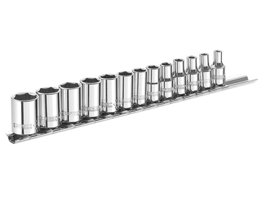 Expert 1/4in Drive Metric Socket Set 13 Piece Chrome Single Hex BRIE194675B