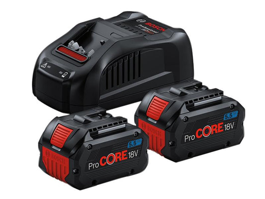 Bosch Two 18V 5.5Ah Batteries And Charger Starter Kit ProCORE BSH600A0214D