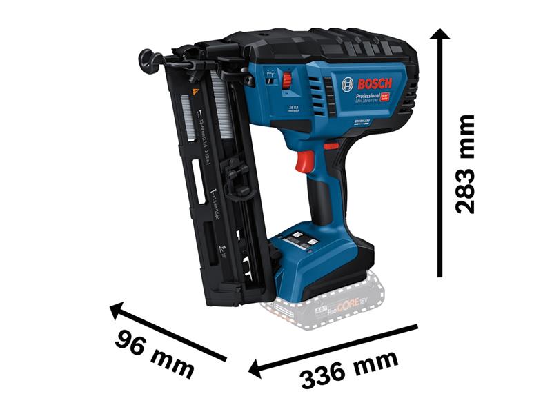 Bosch 16ga 1.6mm Finish Nailer Bare Unit Nails 32-64mm Low Recoil BSH601482000