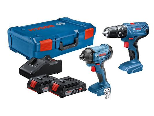 Bosch Twin Pack 18V 2 x 2.0Ah Li-ion Combi Drill Impact Driver BSH6019G5172