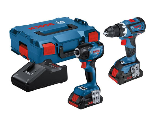 Bosch Twin Pack 18V 2 x 4.0Ah Li-ion Combi Drill Impact Driver BSH6019J0170